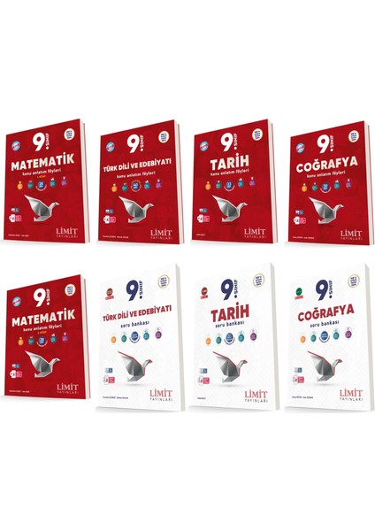 (Sınıf: 9) 2025 Matematik / Türk Dili / Tarih / Coğrafya Kaf / Soru Seti (9 Kitap)
