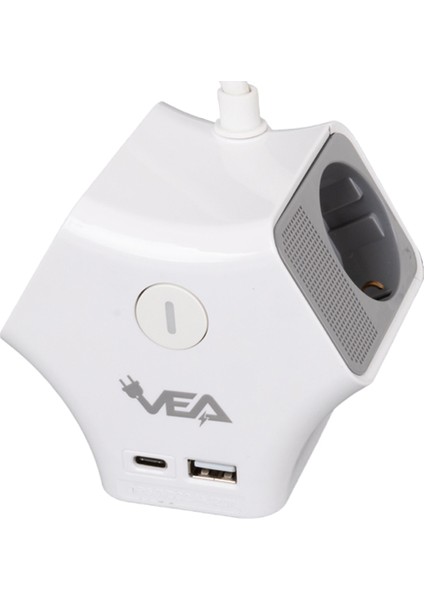 3lü Usb+ Type-C Girişli Anahtarlı 1.5 Metre Grup Priz VE-G903YC (K0)