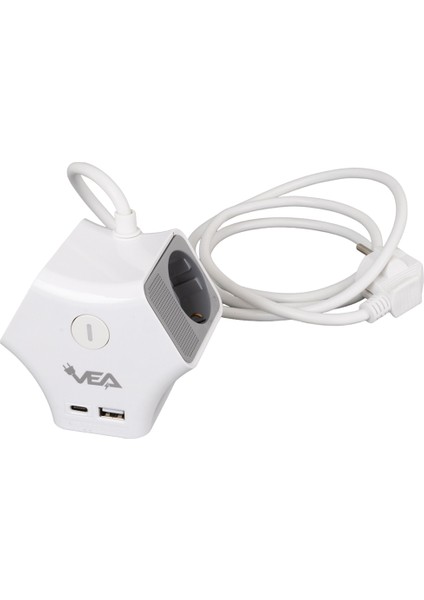 3lü Usb+ Type-C Girişli Anahtarlı 1.5 Metre Grup Priz VE-G903YC (K0)