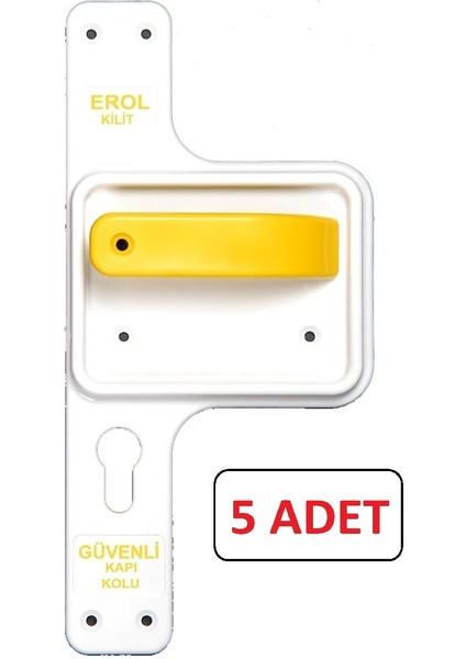 Bariyerli Kapı Kolu Beyaz Ayna - Sarı Kol 5 Takım