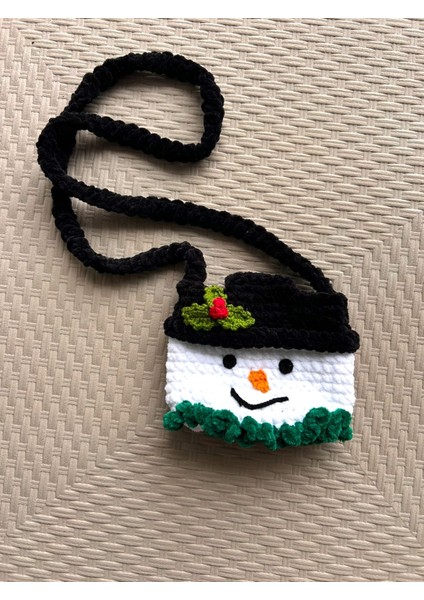 Elişi Kadife Kardan Adam Çanta / Çocuk Çantası