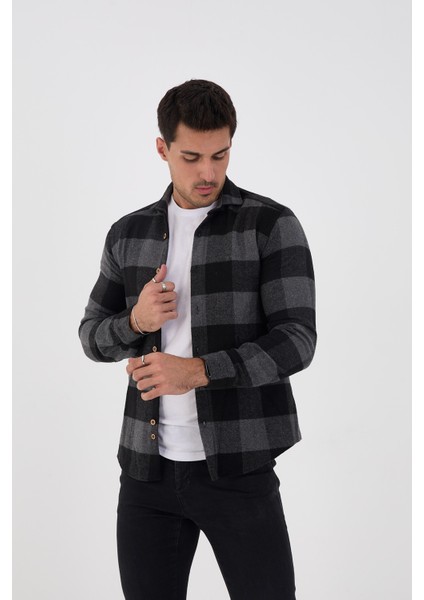 Jack Carısma Oduncu Ekose-Dama Slim Fit Erkek Gömlek