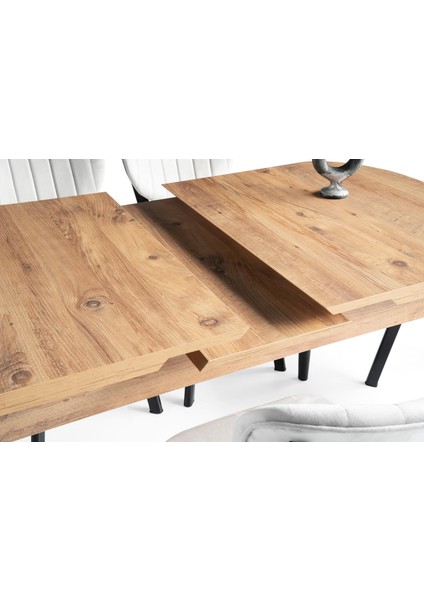 Nisa Açılır Mdf Oval Mutfak Masası 70X110