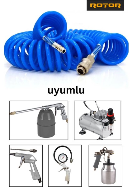 PU0508 5 x 8 x 10 Kompresör Spiral Hava Hortumu 10 mt