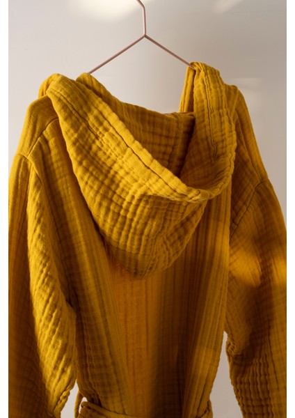 Hardal Rengi 4 Kat Müslin Çocuk Bornoz modelleri