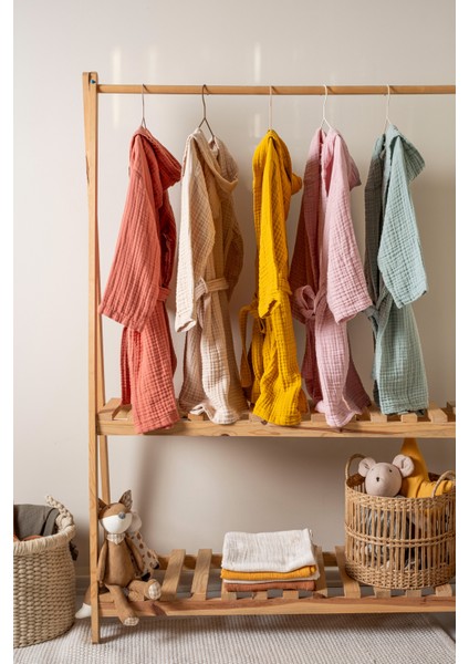 Hardal Rengi 4 Kat Müslin Çocuk Bornoz indirimleri