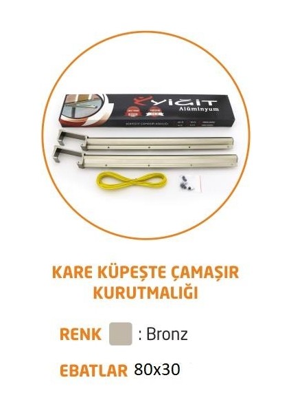 Kare Küpeşte Alüminyum Balkon Çamaşır Kurutmalık 60X25 ve 80X30 Uyumlu 80X30 mm fiyatları