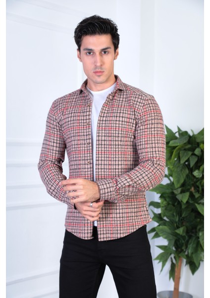 Örme Oduncu Ekose Esnek ve Rahat Slim Fit Erkek Gömlek fiyatları