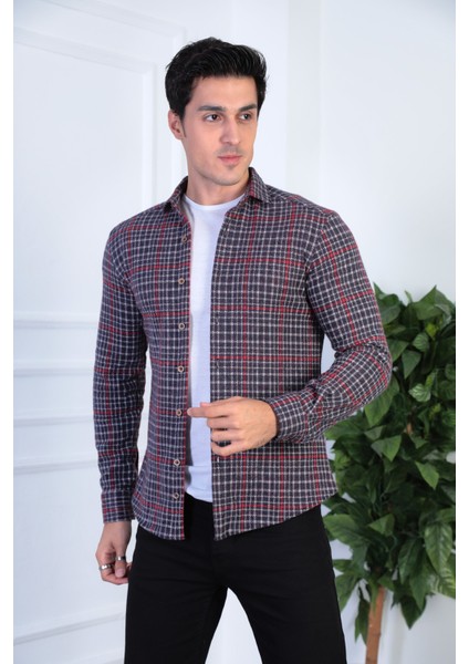 Örme Oduncu Ekose Esnek ve Rahat Slim Fit Erkek Gömlek fiyatları