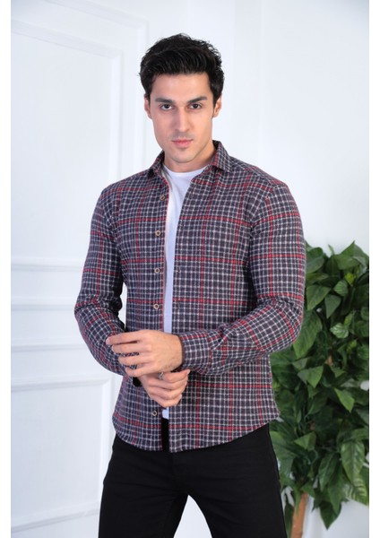 Örme Oduncu Ekose Esnek ve Rahat Slim Fit Erkek Gömlek modelleri