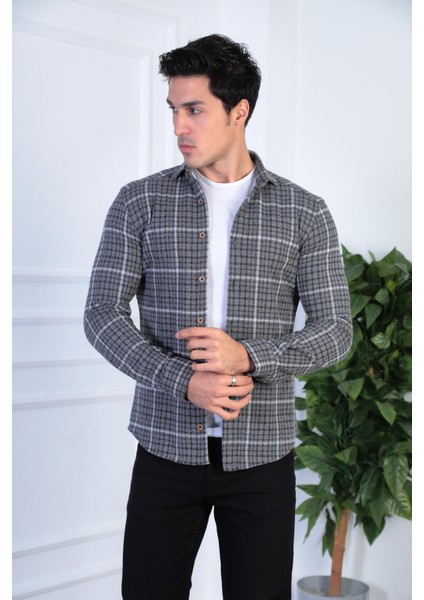 Örme Oduncu Ekose Esnek ve Rahat Slim Fit Erkek Gömlek fiyatları