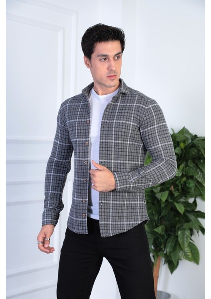 Örme Oduncu Ekose Esnek ve Rahat Slim Fit Erkek Gömlek modelleri