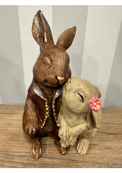 Öpüşen Tavşan Biblo Heykel Dekoratif Obje indirimleri