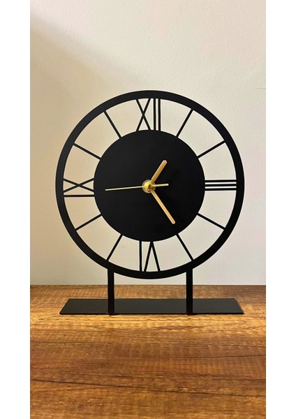 Eternal Metal Masa Saati, Siyah Modern Masa Üstü Saat, Dekoratif Ofis Masa Saati Hediyesi, 24X20CM