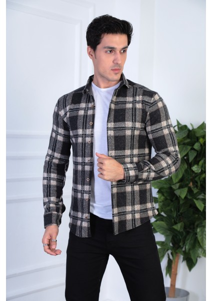 Jack Carısma. Örme Oduncu Esnek ve Rahat Slim Fit Erkek Gömlek