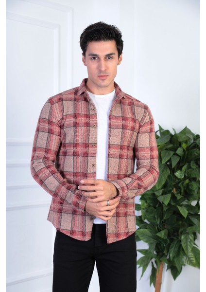 Örme Oduncu Esnek ve Rahat Slim Fit Erkek Gömlek