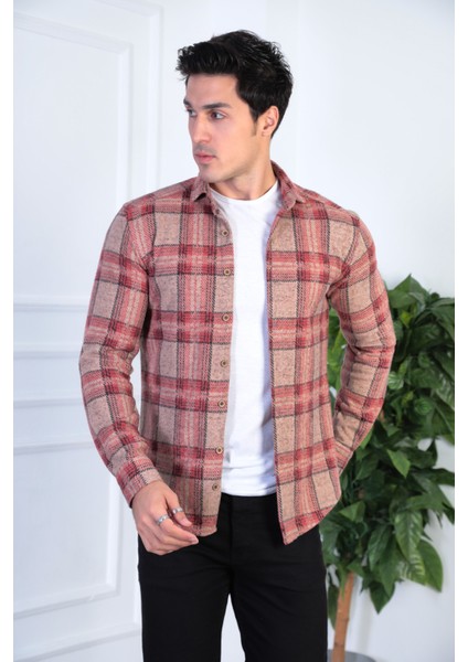 Örme Oduncu Esnek ve Rahat Slim Fit Erkek Gömlek