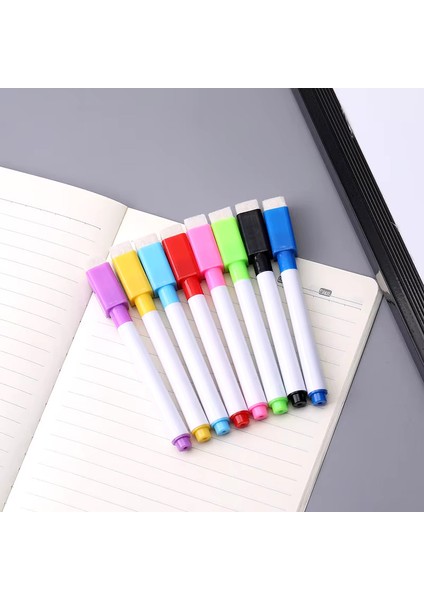 Mıknatıslı Mini Tahta Kalemi, 8 Renk, Yaz-Sil, Yazı Tahtası Kalemi, Keçeli Kalem fırsatları