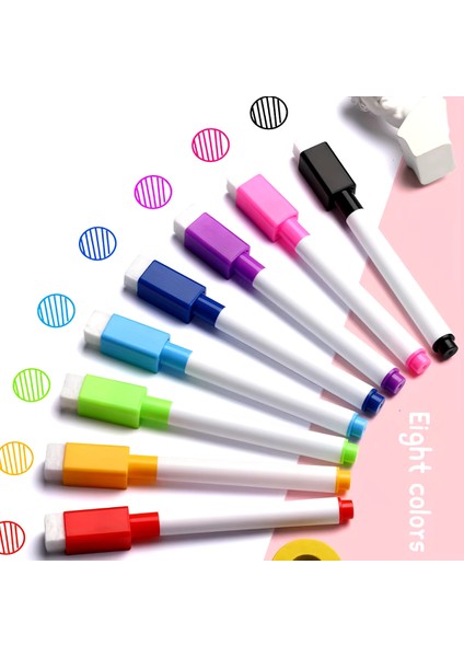 Mıknatıslı Mini Tahta Kalemi, 8 Renk, Yaz-Sil, Yazı Tahtası Kalemi, Keçeli Kalem indirimleri