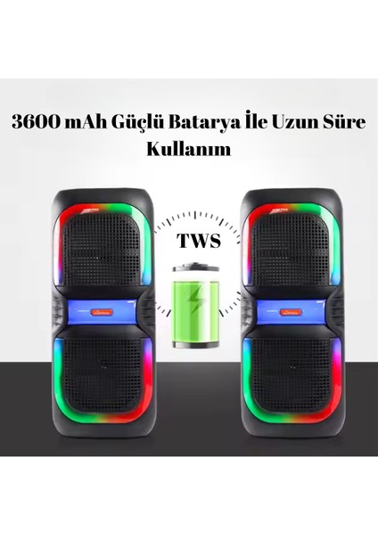 Hp 109 Bluetooth Hoparlör 2*8 Inc 16 W Rms 3600 Mah Rgb Efekt Kablolu Karaoke Mikrofon