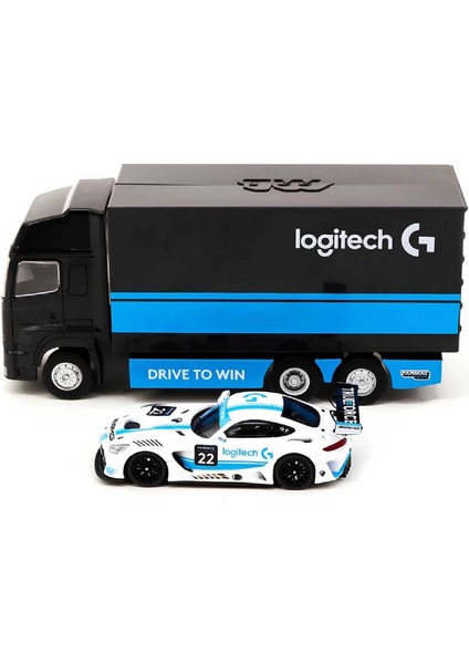 1:64 Diecast x Logitech Mercedes Amg Gt3 Logitech G Race With Plastic Truck Packaging Tarmac Model Araba modelleri