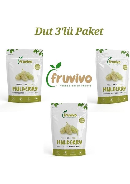 3'lü Paket, Dondurularak Kurutulmuş Dut 25 gr, Vegan, Glutensiz Kurutulmuş Meyveler