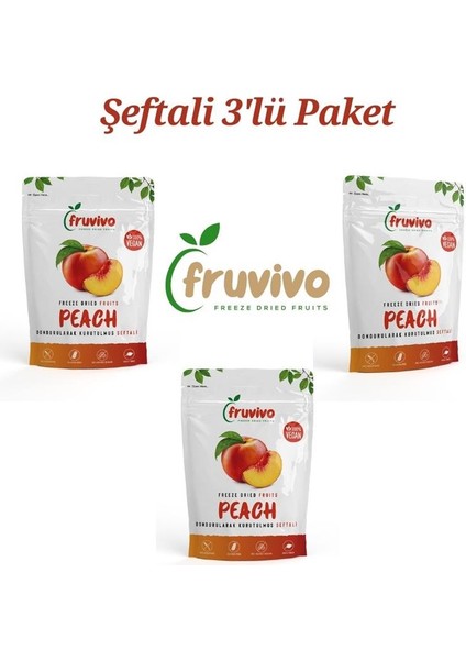 3'lü Paket, Dondurularak Kurutulmuş Şeftali 15 gr, Vegan, Glutensiz Kurutulmuş Meyveler