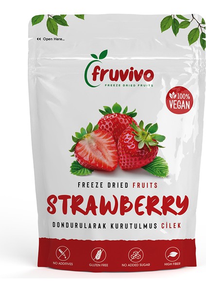 3'lü Paket, Dondurularak Kurutulmuş Çilek, 15 gr Vegan, Glutensiz Kurutulmuş Meyveler