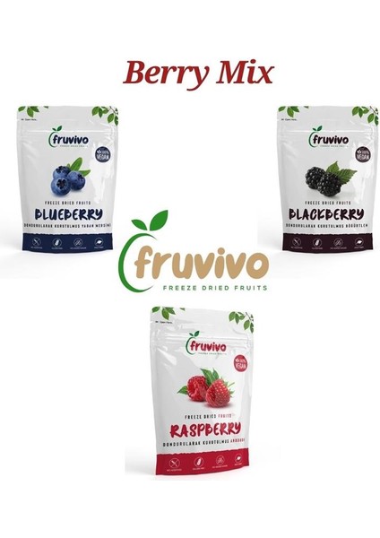 3'lü Mix Paket, Berry Mix, Dondurularak Kurutulmuş, Vegan, Glutensiz Kurutulmuş Meyveler