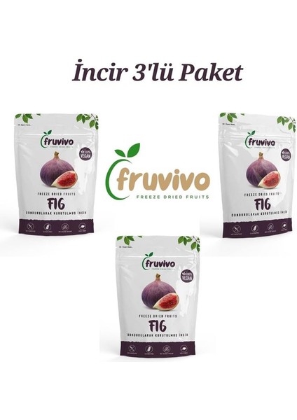 3'lü Paket, Dondurularak Kurutulmuş Incir 30 Gr, %100 Vegan, Glutensiz Kurutulmuş Meyveler
