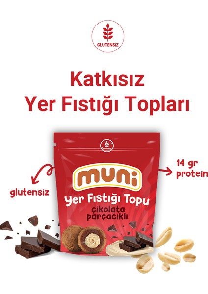 Çikolata Parçacıklı Yer Fıstığı Topu, 80 gr x 6 Adet