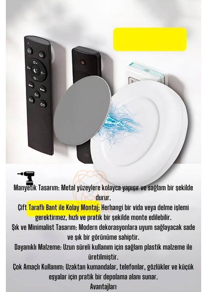 Mıknatıslı Çok Amaçlı Kumanda Telefon Tutucu 2 Adet 721182