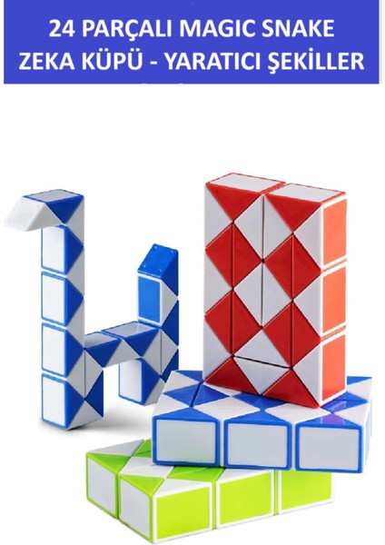 24 Parçalı Yaratıcı Magıc Snake Cube -Sihirli Yılan Zeka Sabır Küpü - Renk: Yeşil