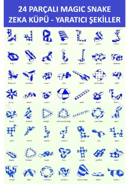 24 Parçalı Yaratıcı Magıc Snake Cube -Sihirli Yılan Zeka Sabır Küpü - Renk: Yeşil