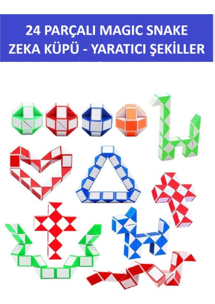 24 Parçalı Yaratıcı Magıc Snake Cube -Sihirli Yılan Zeka Sabır Küpü - Renk: Yeşil
