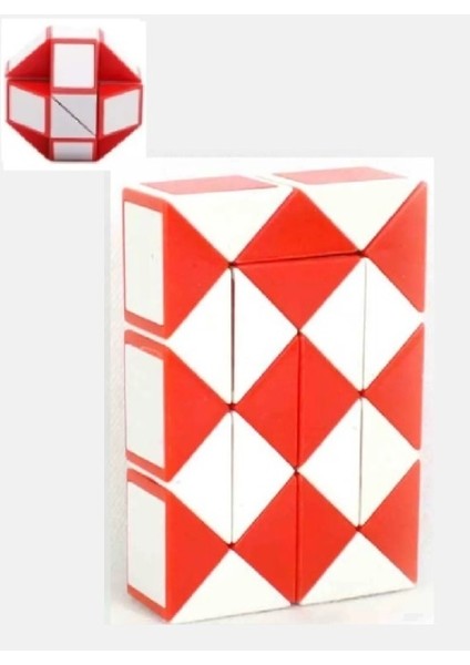 24 Parçalı Yaratıcı Magıc Snake Cube -Sihirli Yılan Zeka Sabır Küpü - Renk: Kırmızı
