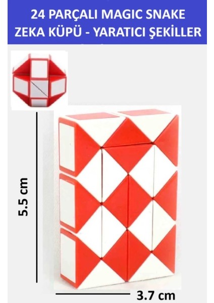 24 Parçalı Yaratıcı Magıc Snake Cube -Sihirli Yılan Zeka Sabır Küpü - Renk: Kırmızı indirimleri