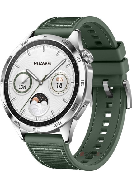 Huawei Watch Gt5 46MM Ile Uyumlu 22MM Dikiş Desenli Dokuma Silikon Kordon