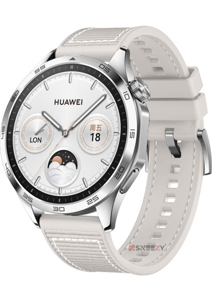 Huawei Watch Gt5 46MM Ile Uyumlu 22MM Dikiş Desenli Dokuma Silikon Kordon