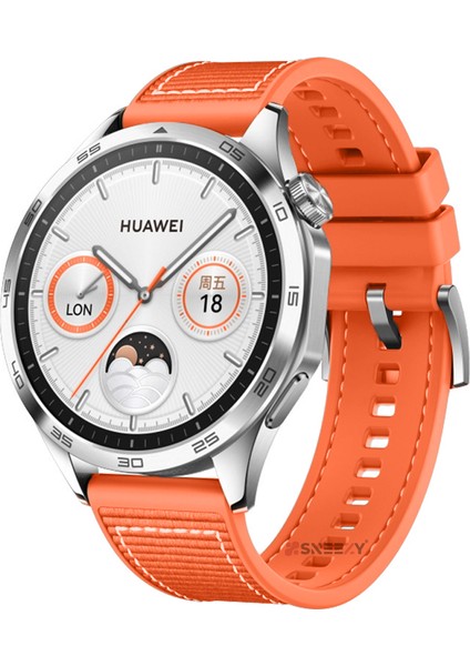 Huawei Watch Gt5 46MM Ile Uyumlu 22MM Dikiş Desenli Dokuma Silikon Kordon