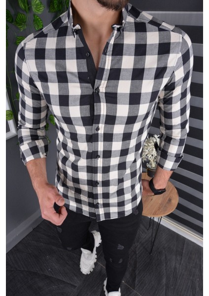 Jack Carısma Ekose Dama Pamuklu Esnek Poplin Erkek Gömlek