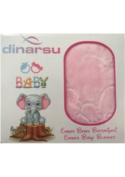 Dinarsu Emboş Kız Bebek Bebe Battaniyesi Kutulu 100X120 Pembe