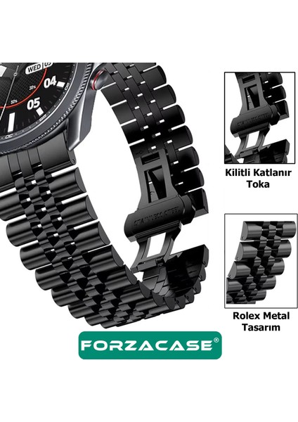 Samsung Gear S4 42MM ile Uyumlu Rolex Tasarım Metal Kordon Kayış - FC926 fiyatları