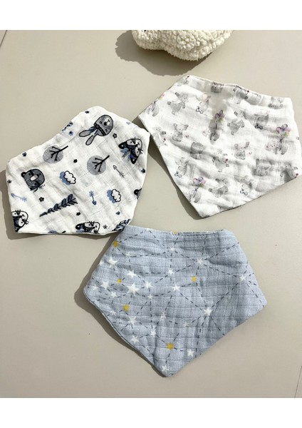 - Bebek Mama Önlüğü, 2 Katlı Muslin, 3 lü Set Erkek Bebek indirimleri
