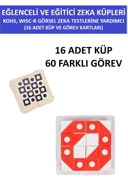 Görsel Eğitici Dikkat Zeka ve Akıl Küpleri (Kohs, Wisc-R Vb. Görsel Zeka Testlerine Yardımcı)