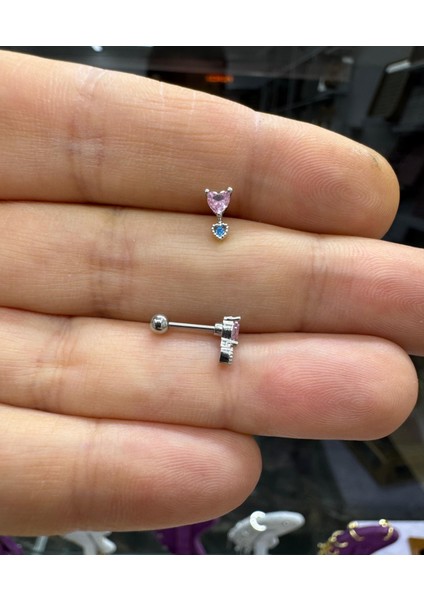 Zirkon Taşlı Minimal Tragus Helix Lobe Uyumlu Piercing Küpe 1 Adet