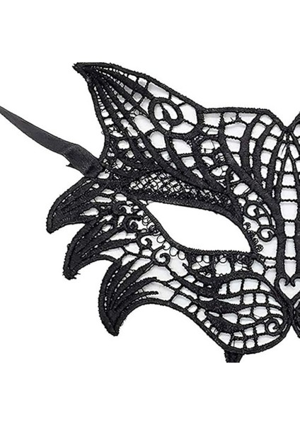 Siyah Renk Kedi Model Dantel Işleme Parti Maskesi modelleri