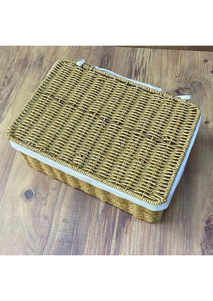 Rattan Örme Kapaklı Kutu Orta Boy Çok Amaçlı Kapaklı Sepet fiyatları