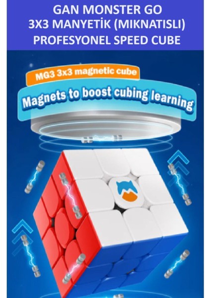Gan MG356 3X3X3 Mıknatıslı Manyetik Zeka Küpü - Profesyonel Speed Cube - Sabır Küpü -