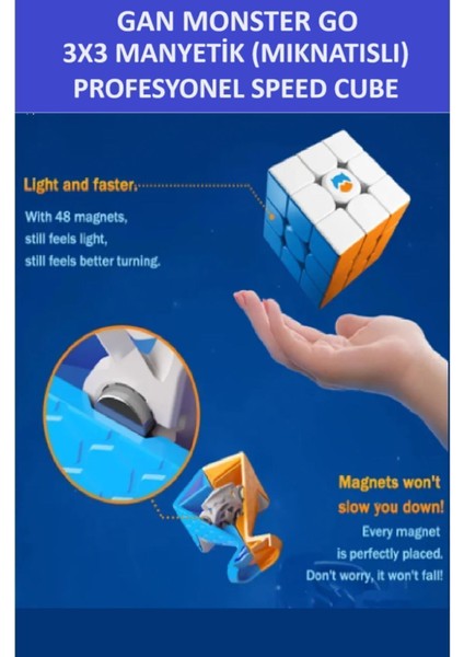Gan MG356 3X3X3 Mıknatıslı Manyetik Zeka Küpü - Profesyonel Speed Cube - Sabır Küpü -
